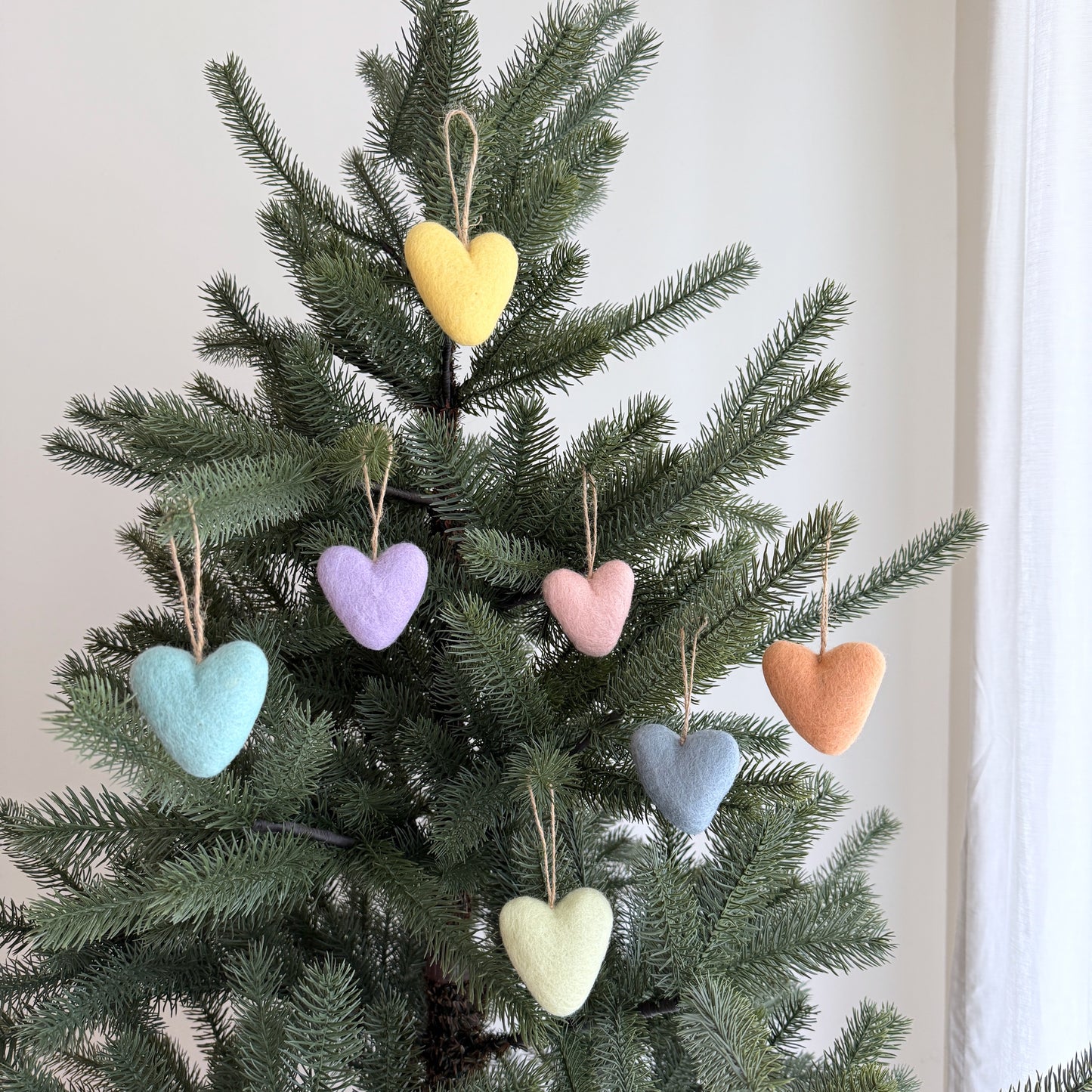 Felt Heart Ornament - Rainbow Set of 7