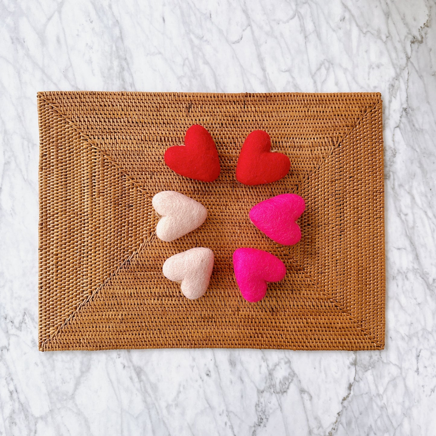 Valentine Felt Heart Ornaments – Set of 3