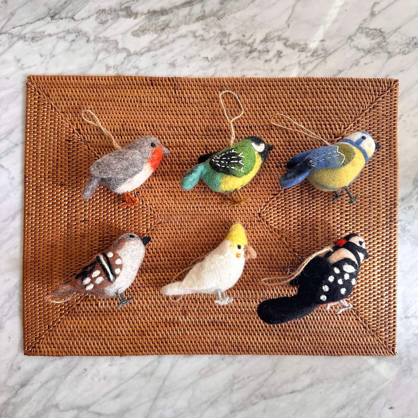 Felt Christmas Birds Ornaments Set of 6