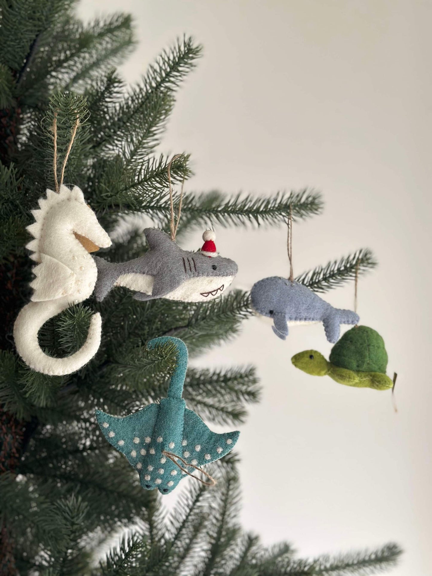 Felt Christmas Ornaments Set of 5 - Cute Sea Creatures