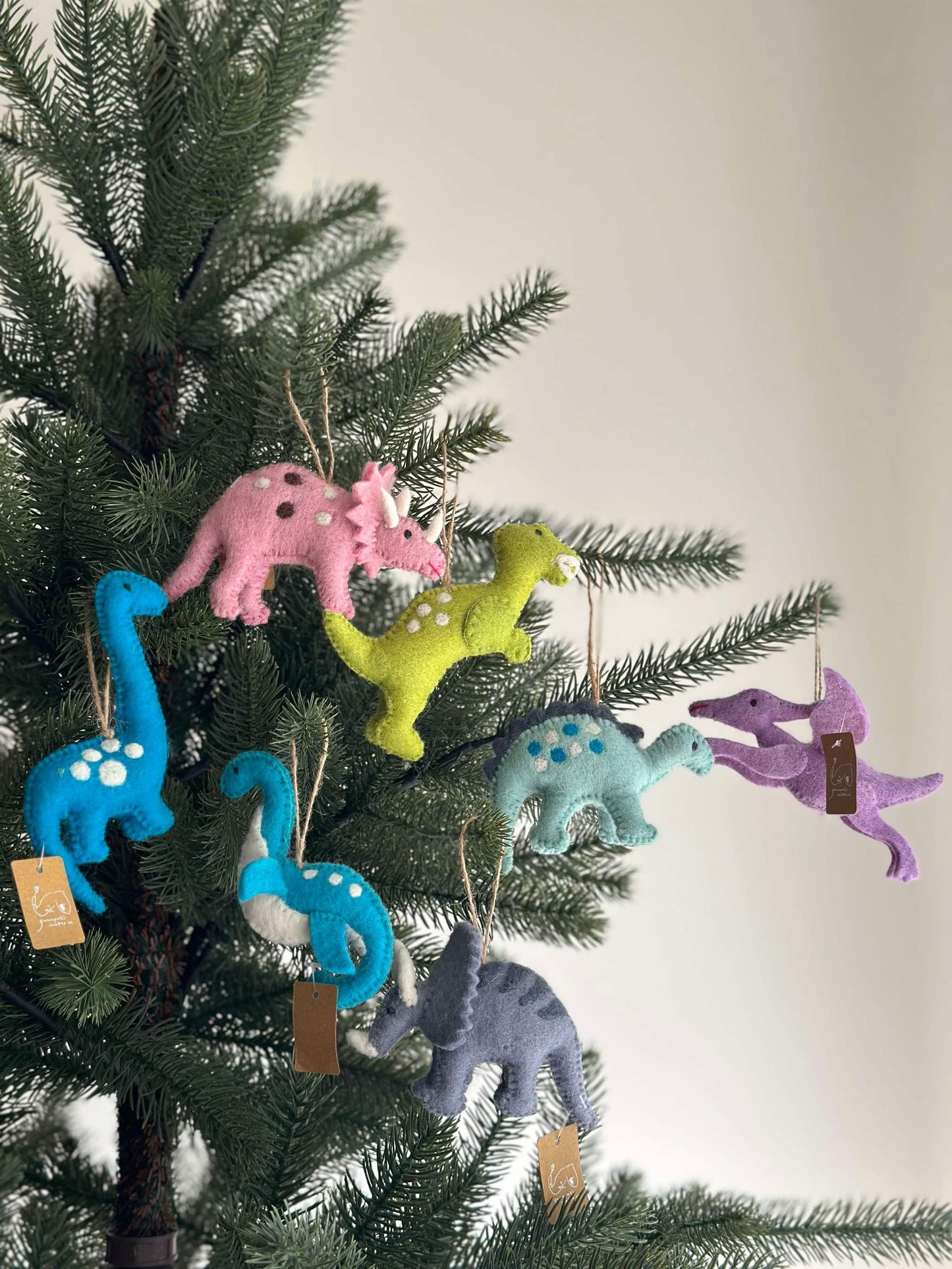 Felt Christmas Ornaments Set of 7 - Dinosaurs