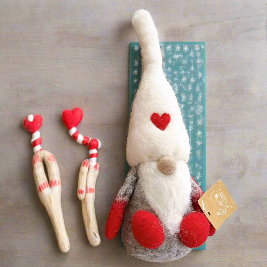 Felt Ornament - Gnome with love