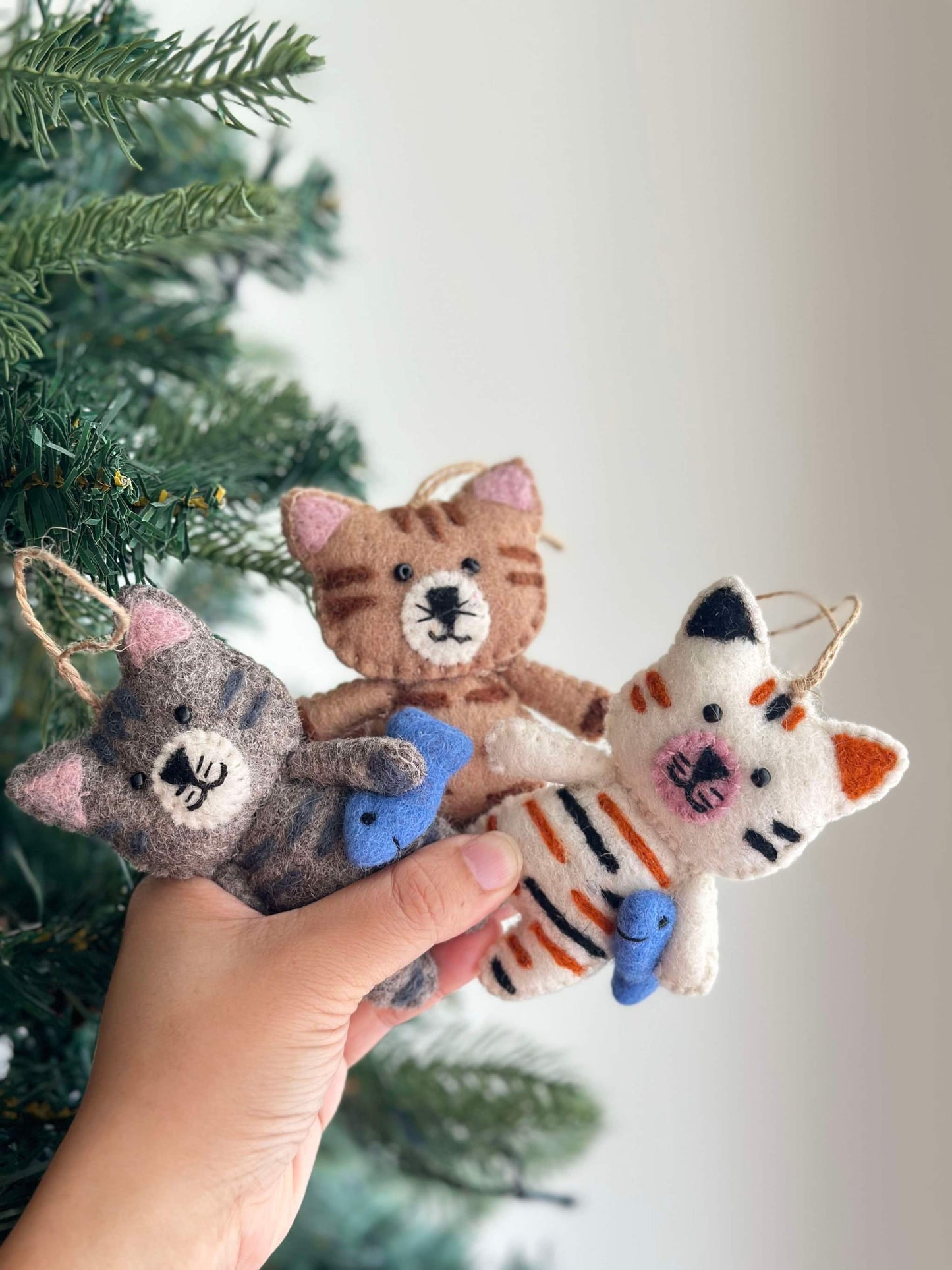 Christmas Cute Cat Ornament Set - 3 PCs