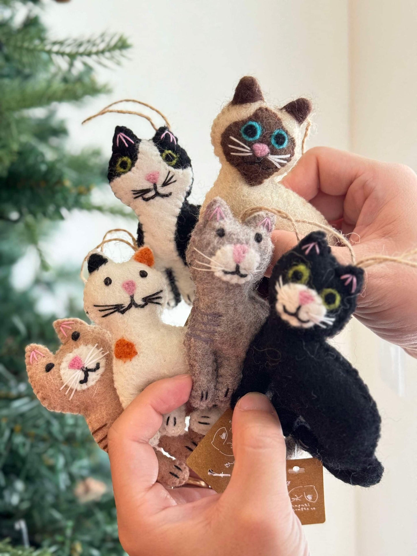 Christmas Cat Ornament Set - 6 PCs