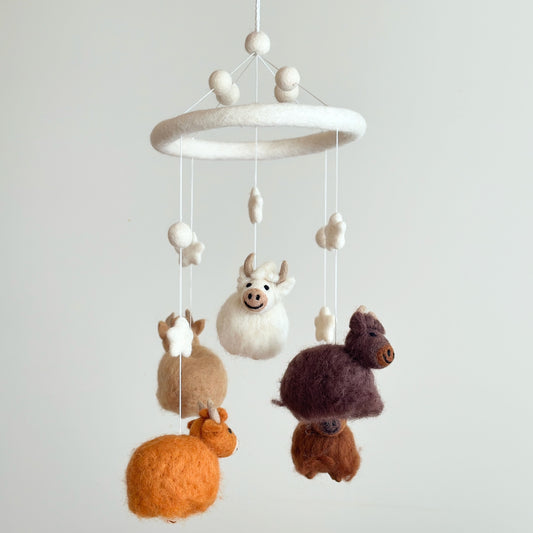 Felt Baby Mobile - Highland Cow (Felt Frame)