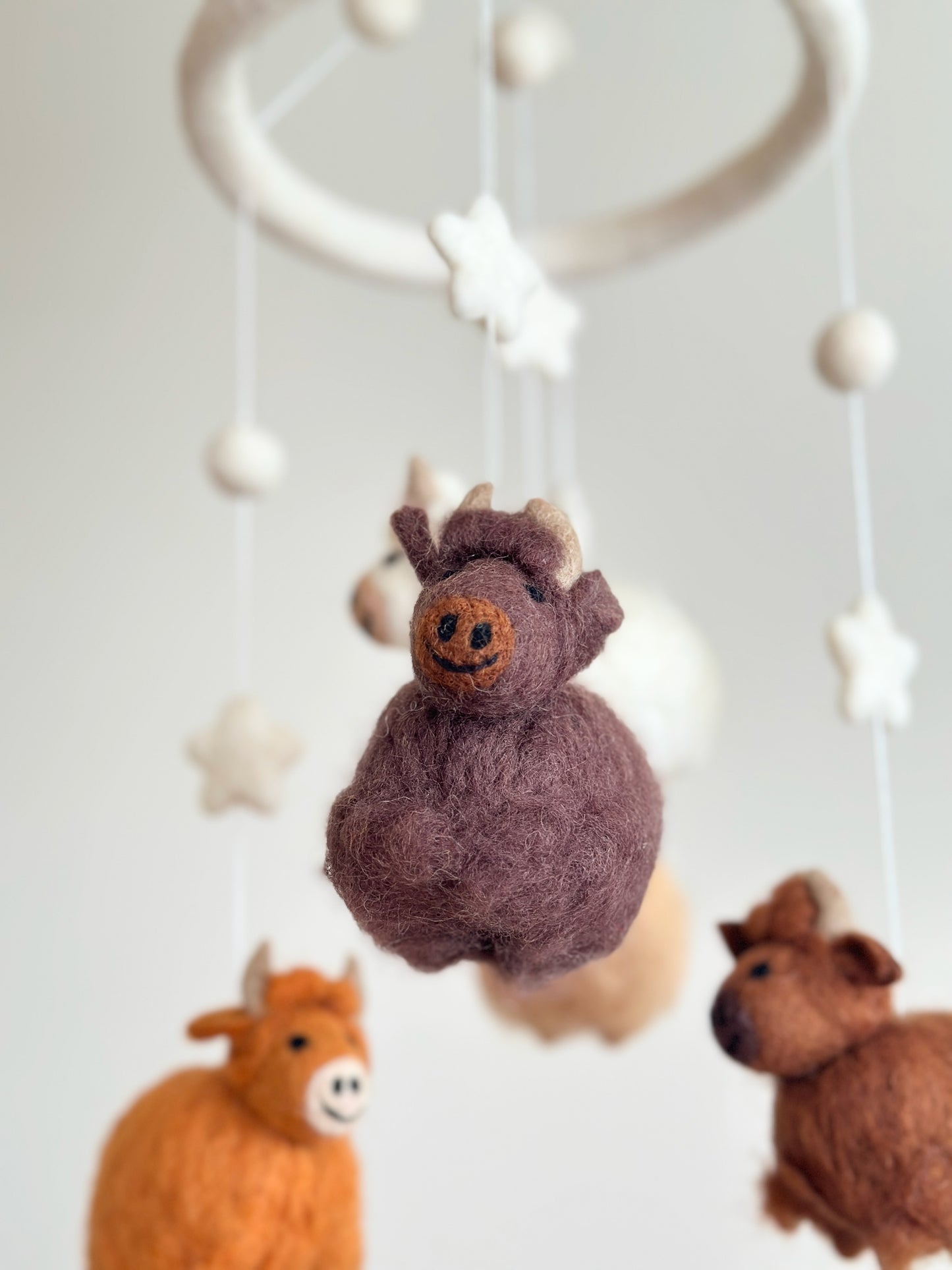 Felt Baby Mobile - Highland Cow (Felt Frame)