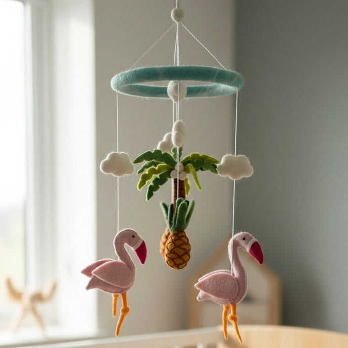Felt Baby Mobile - Flamingo