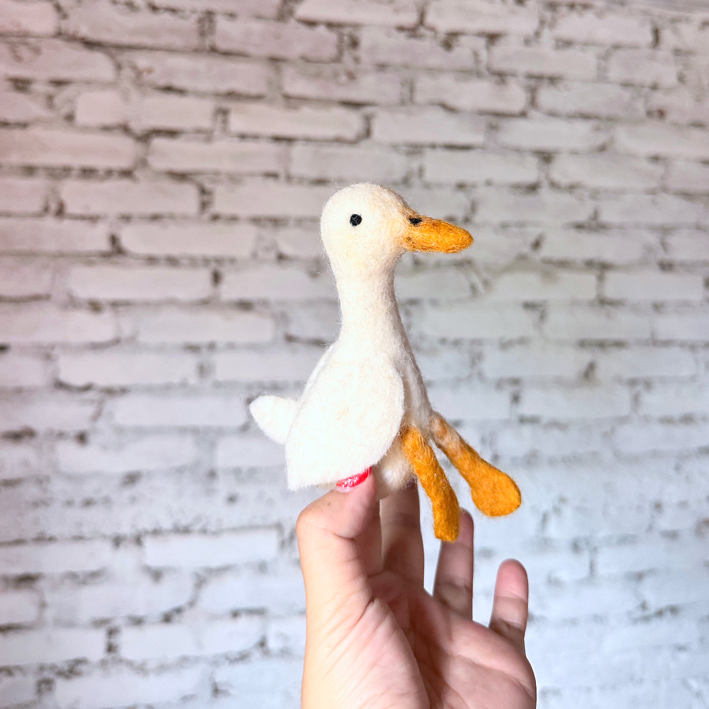 White Duck Finger Puppet