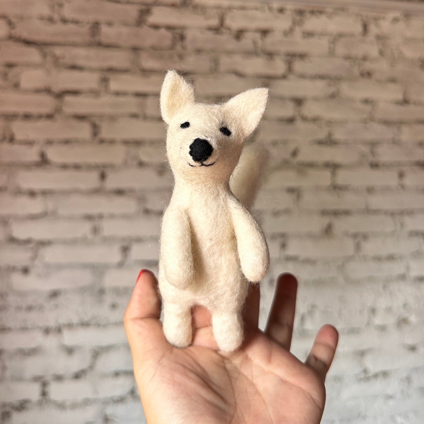 White Arctic Fox Finger Puppet