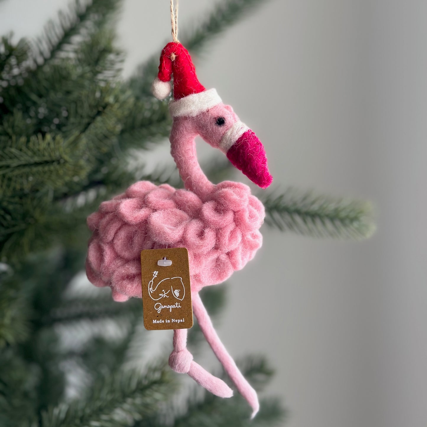 Felt Flower Flamingo Ornament