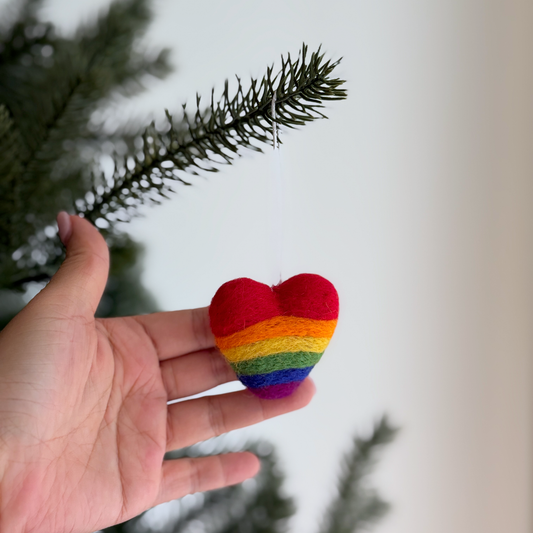 Felt Rainbow Heart Bag Charm
