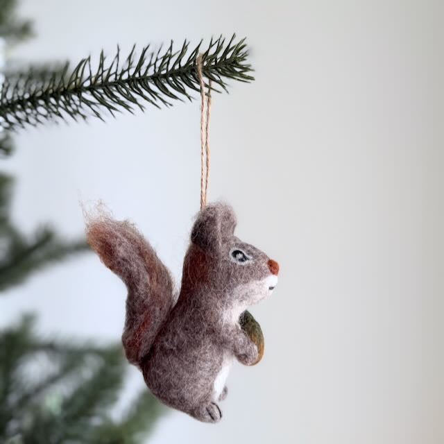 Felt Ornament - Squirrel with acorn
