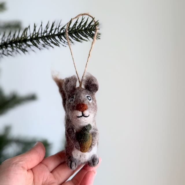 Felt Ornament - Squirrel with acorn