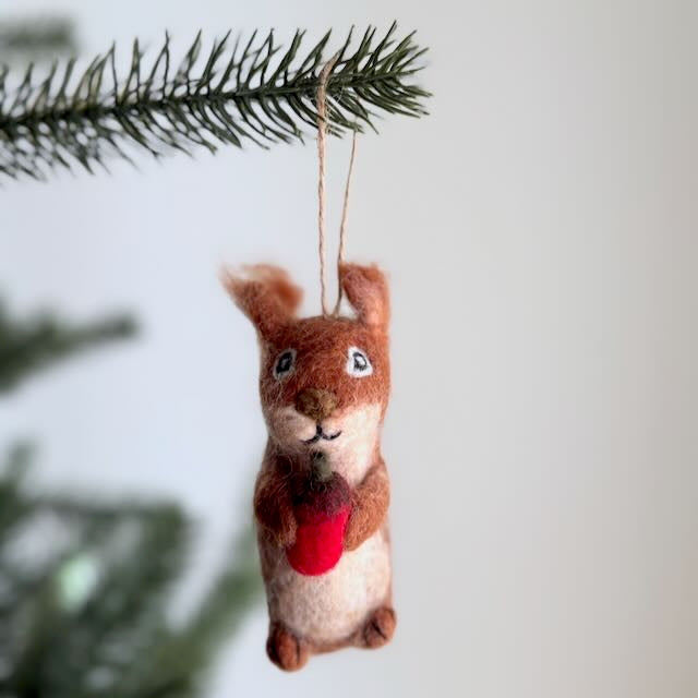 Felt Ornament - Squirrel with acorn