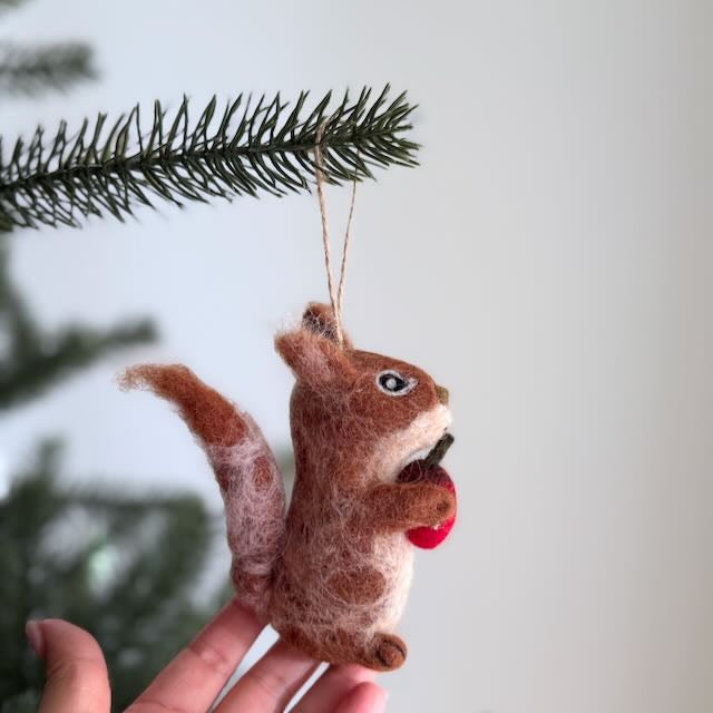 Felt Ornament - Squirrel with acorn