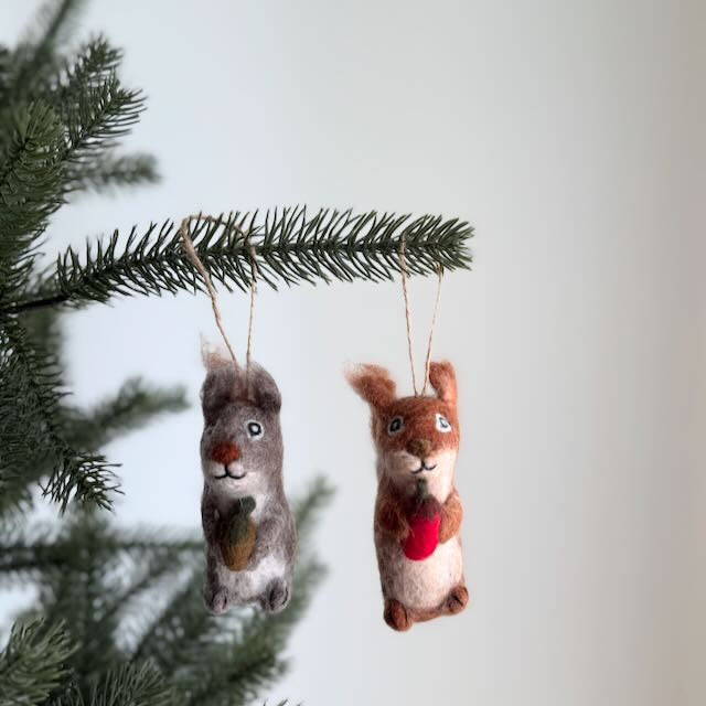 Felt Ornament - Squirrel with acorn