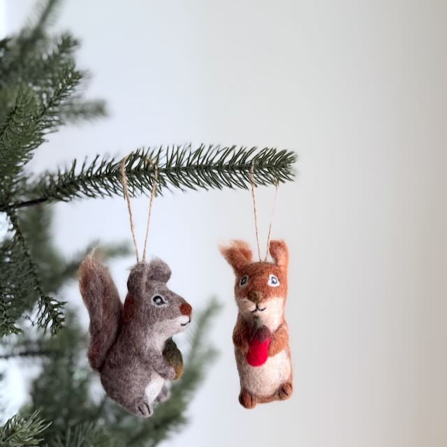 Felt Ornament - Squirrel with acorn