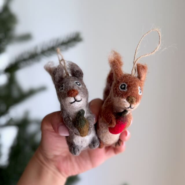 Felt Ornament - Squirrel with acorn