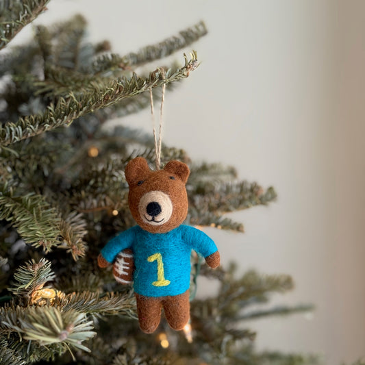 Felt Bear UCLA Football Mascot Ornament