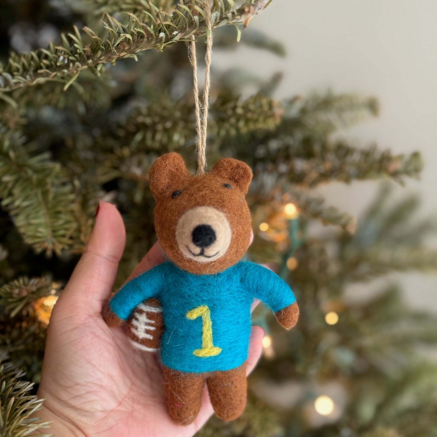Felt Bear UCLA Football Mascot Ornament