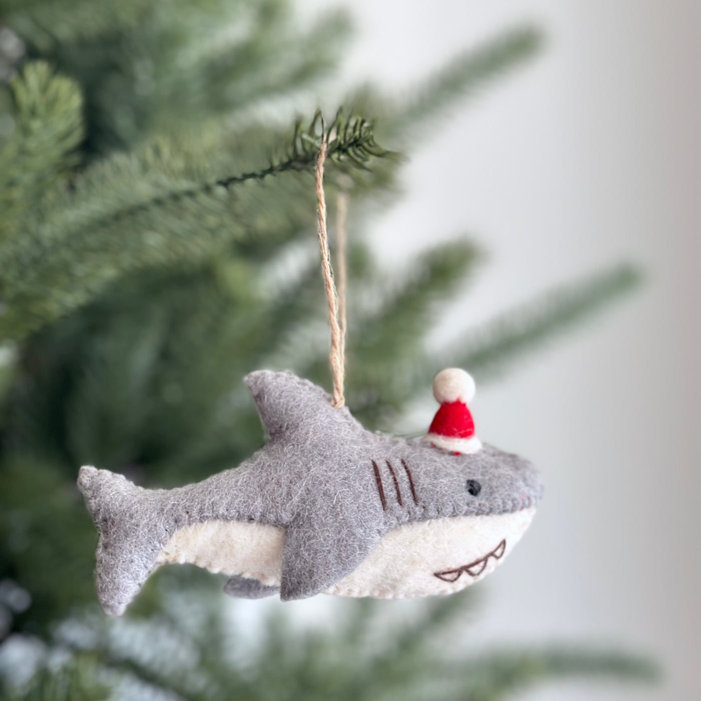 Felt Ornament - Baby Shark with Christmas Hat