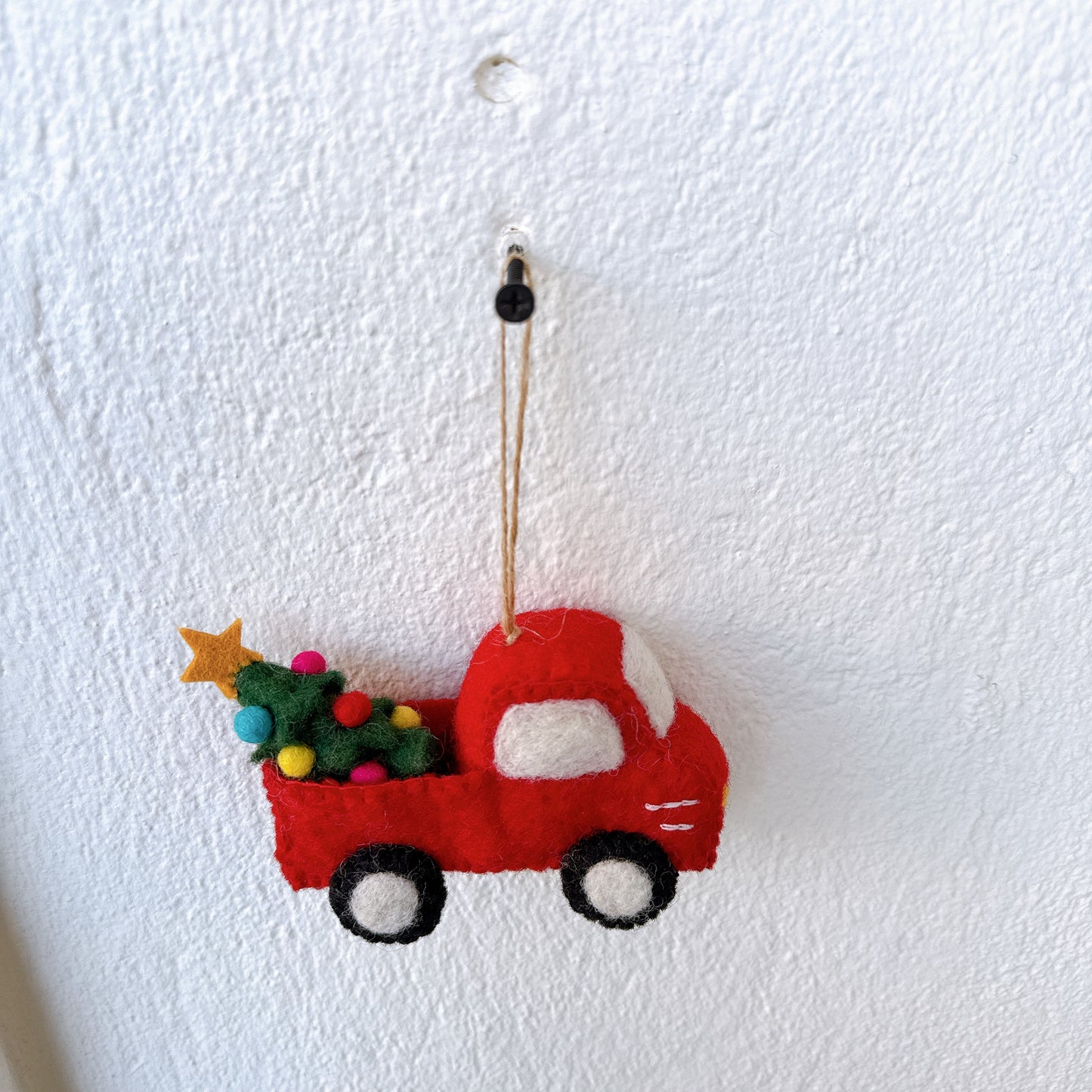 Felt Pickup Truck with Christmas Tree Ornament