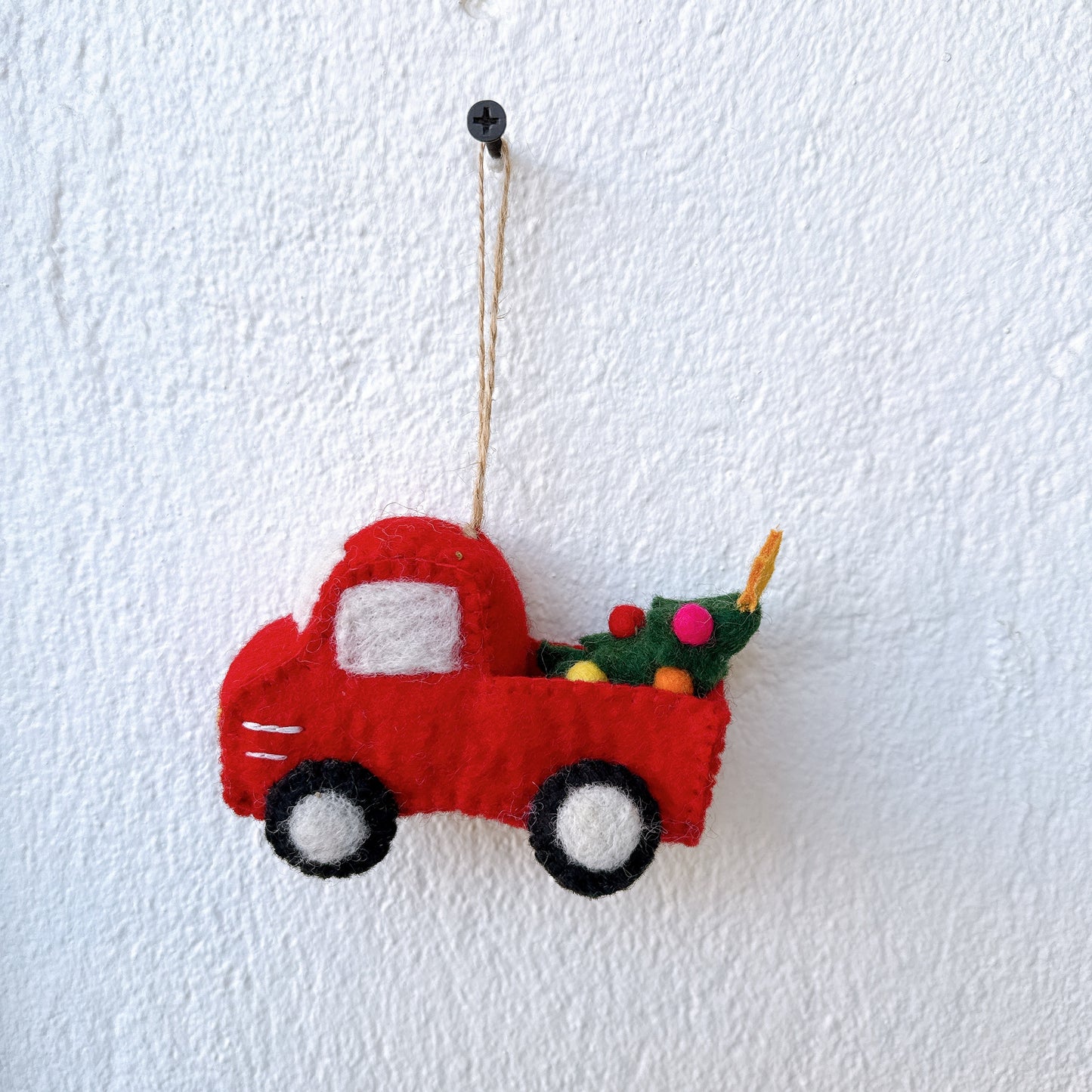 Felt Pickup Truck with Christmas Tree Ornament