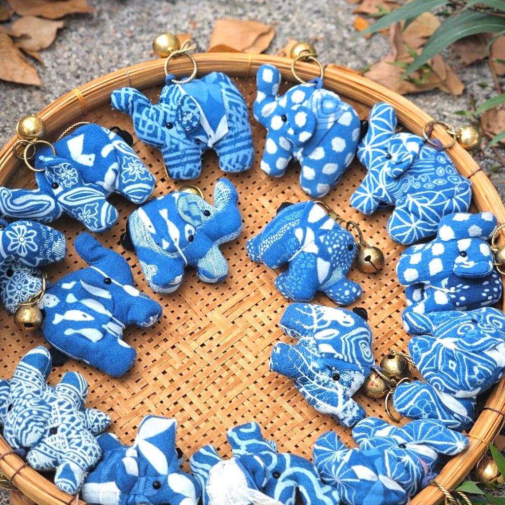 Indigo Elephant Keychain
