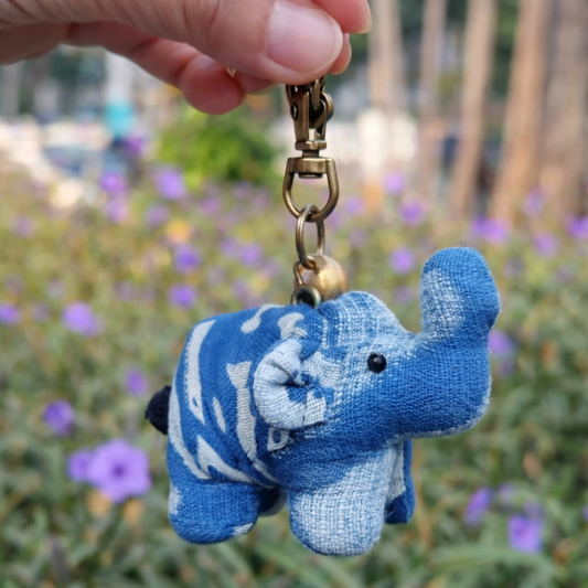 Indigo Elephant Keychain