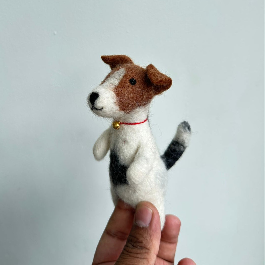 Felt Finger Puppet - Jack Russell Terrier Dog 2