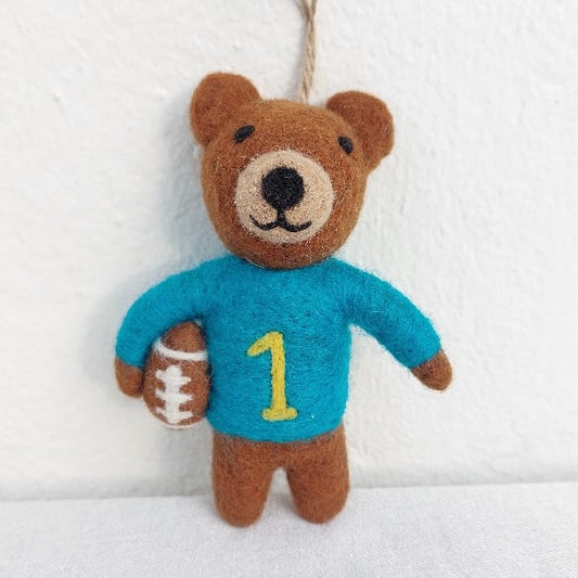 Felt Bear UCLA Football Mascot Ornament