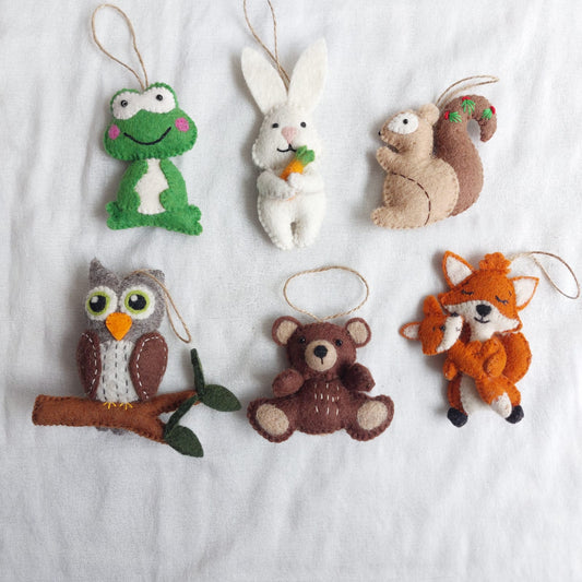 Felt Forest Animal Ornament Set of 6