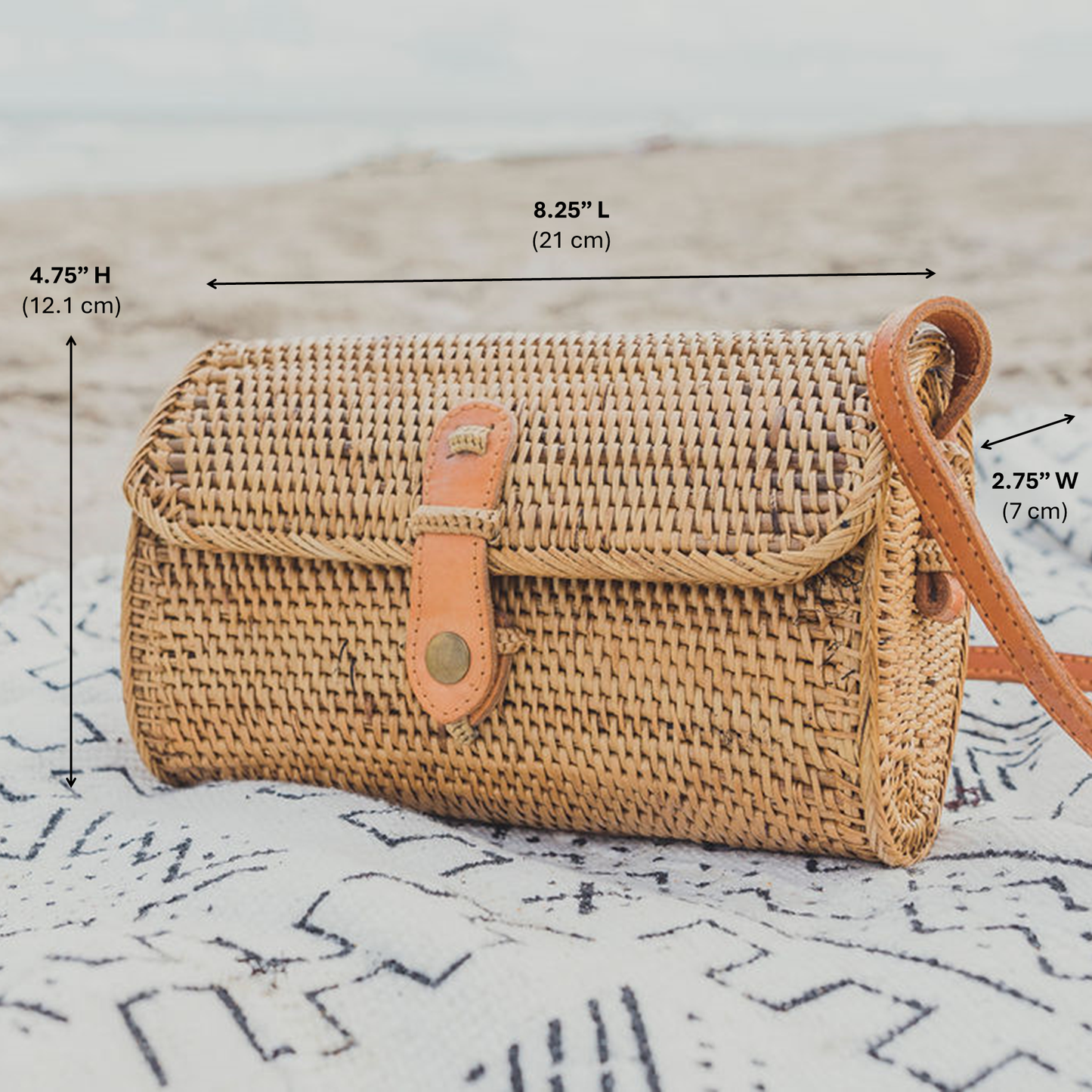 Bali Rattan Crossbody Bag - Small Mailer Bag