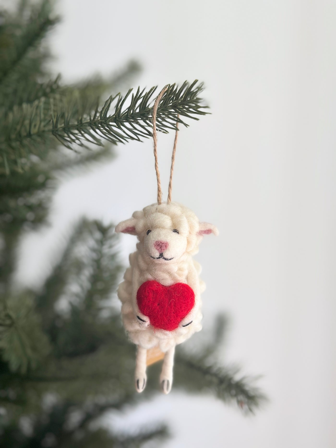 Sheep Holding Heart Ornament