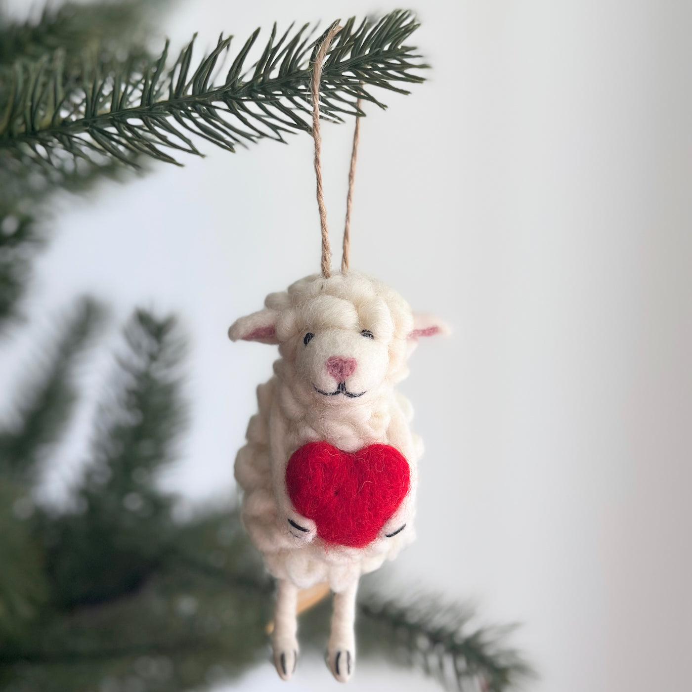 Sheep Holding Heart Ornament