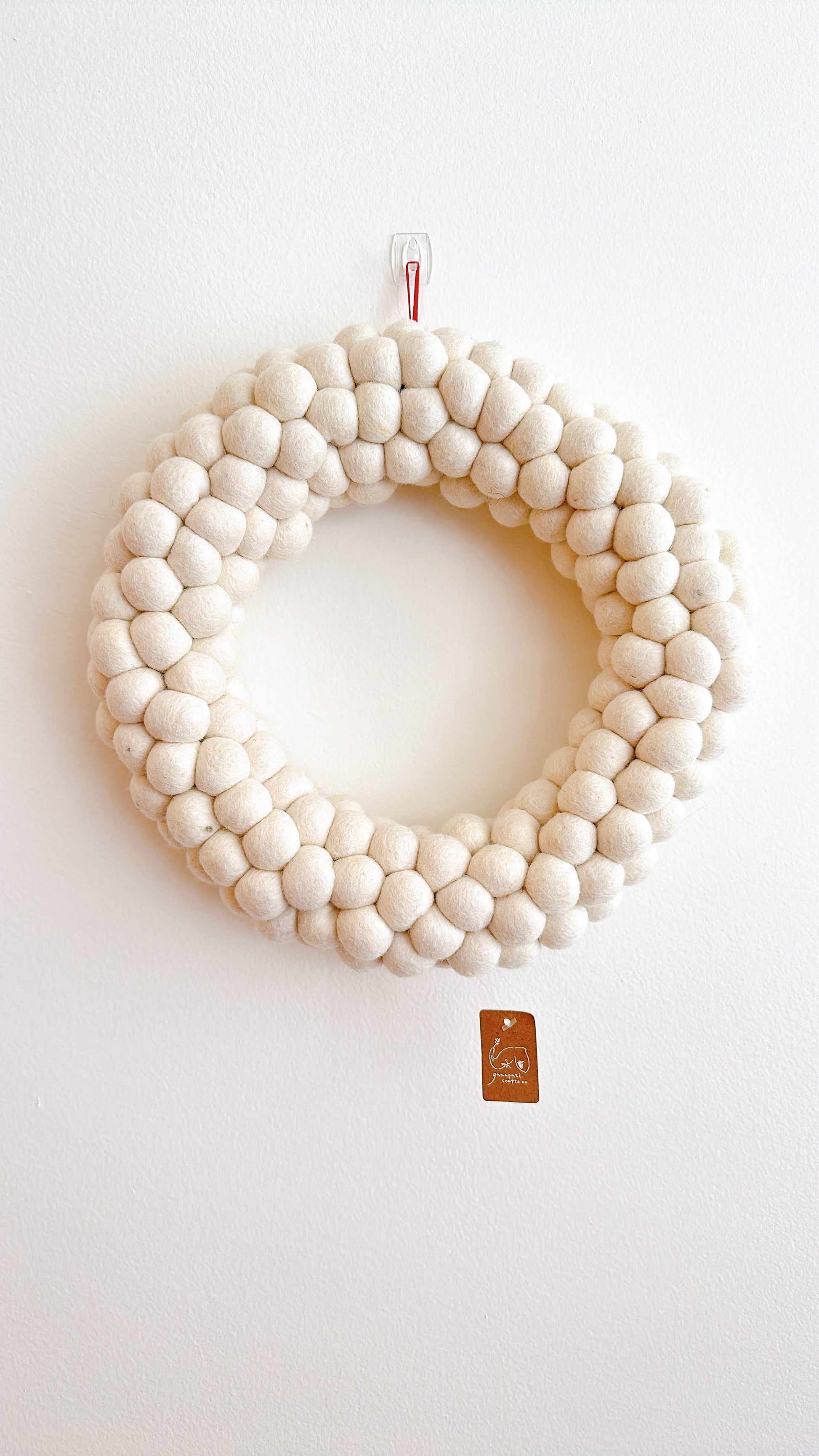 White Felt Ball Christmas Wreath