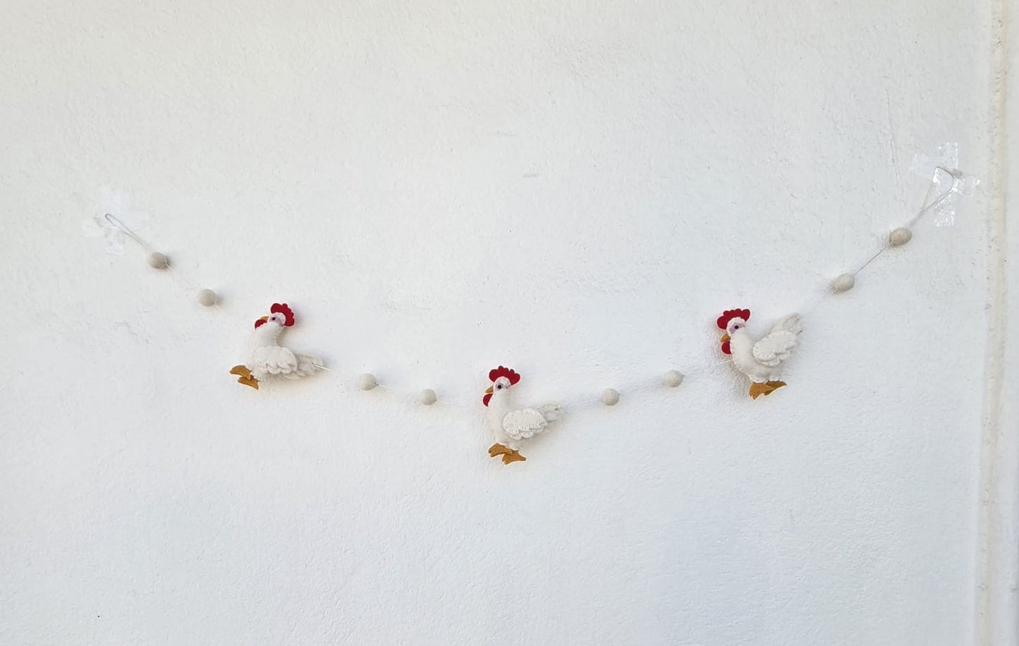 Felt Horizontal White Chicken Garland