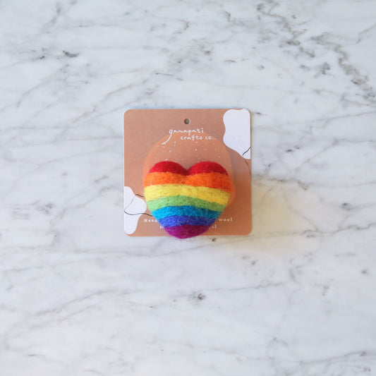 Felted Rainbow Love Brooch