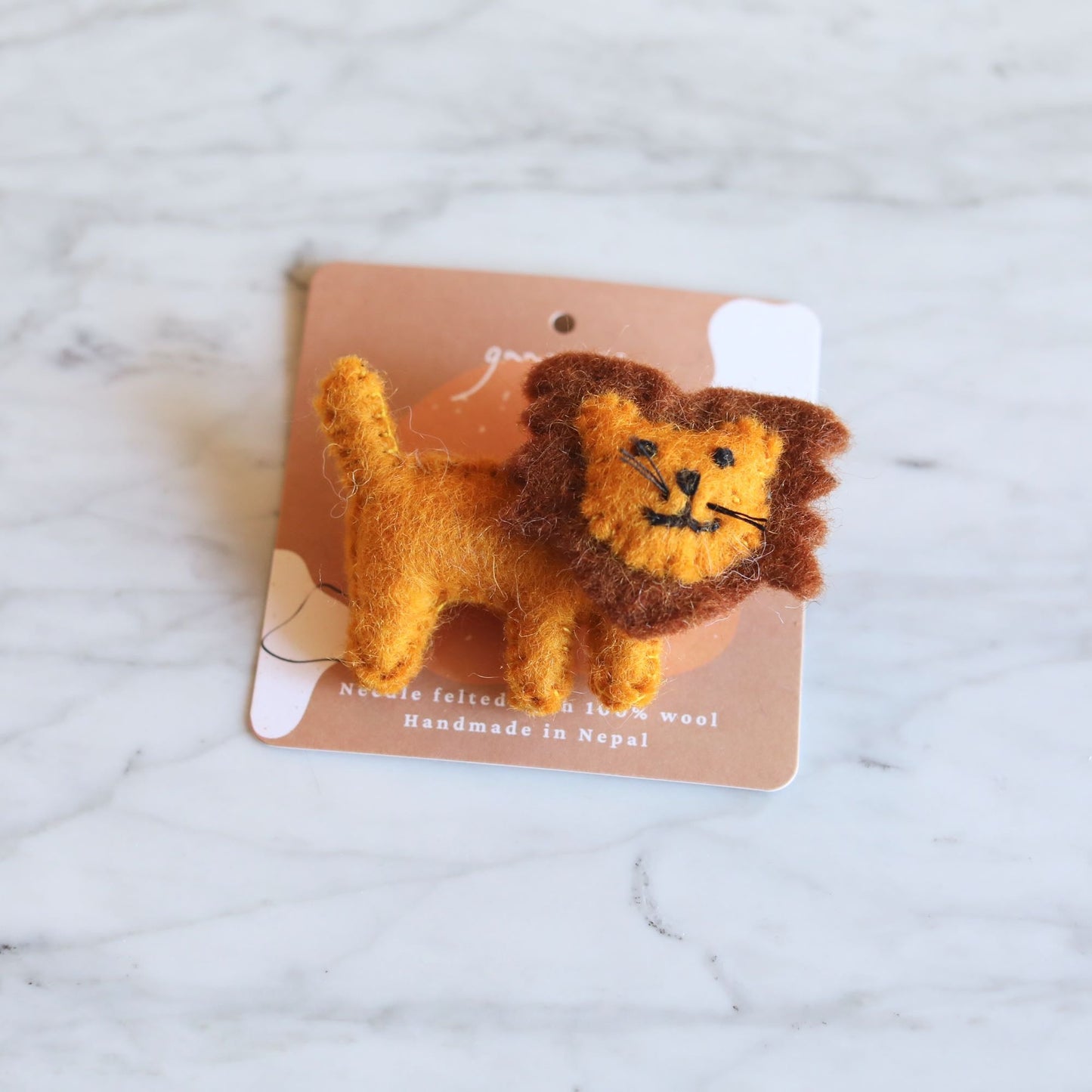 Felted Lion Brooch