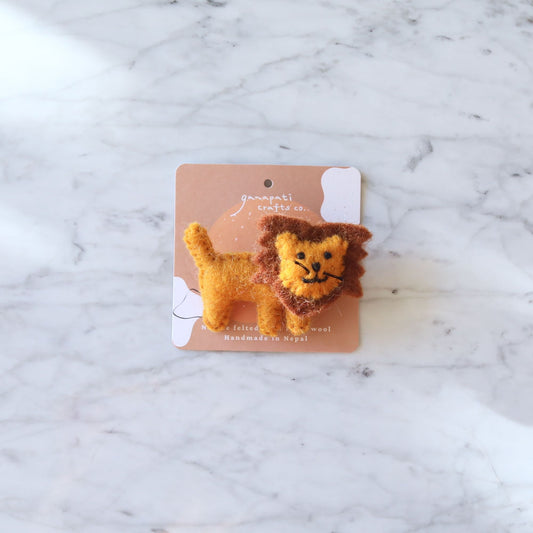 Felted Lion Brooch