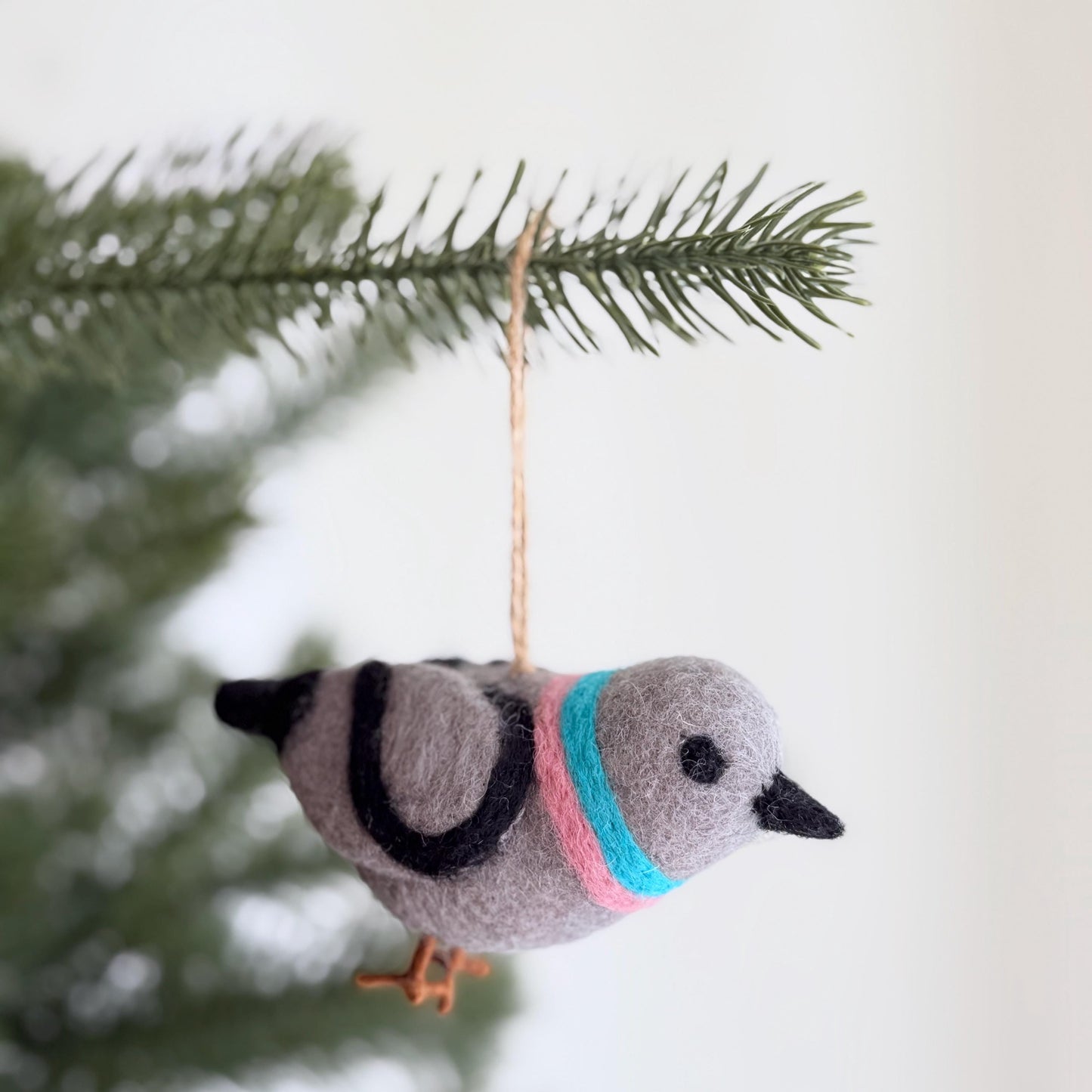 Pigeon Felt Ornament – Handmade Wool Felt Bird Christmas Tree Decoration, City Pigeon Ornament, Bird Lover Gift