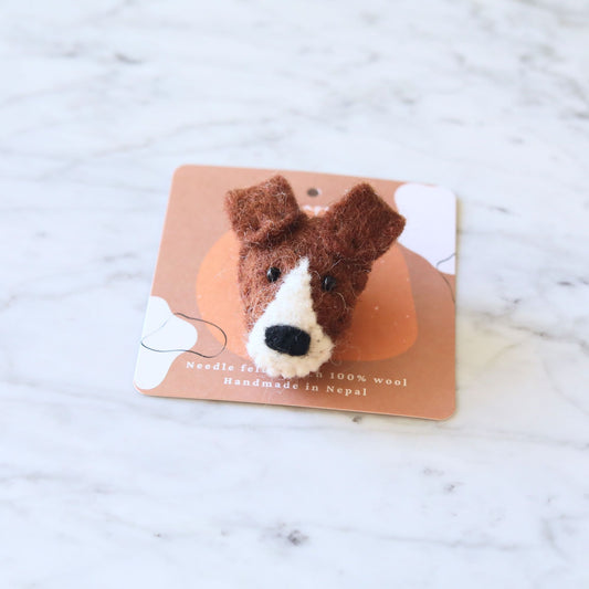 Felted Jack Russell Terrier Dog Brooch