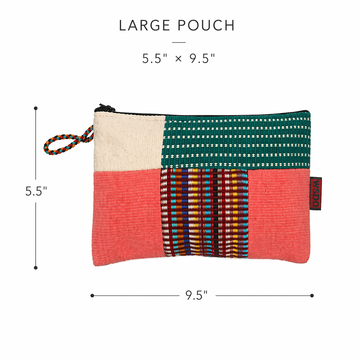 Handwoven Patchwork Zipper Pouch - Large
