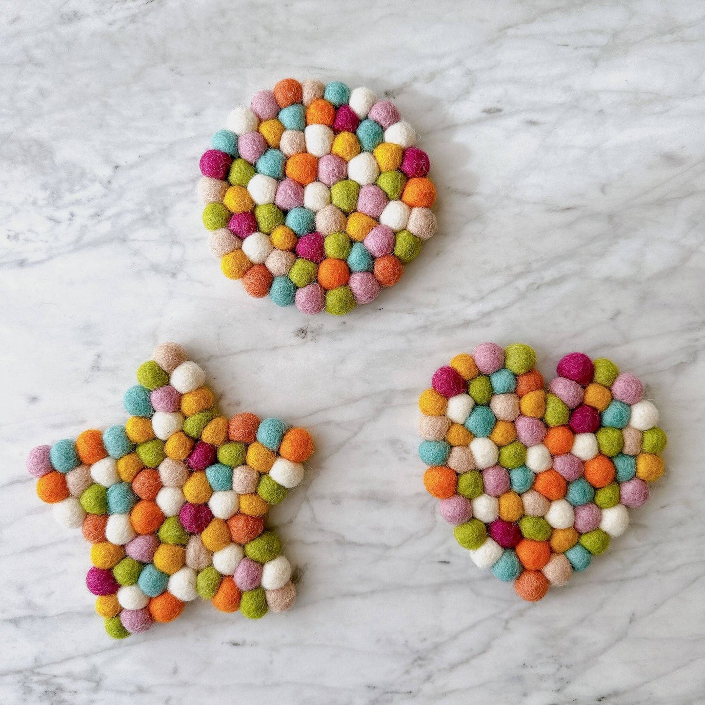 Felt Peach Pastel Heart Coasters - Set of 4