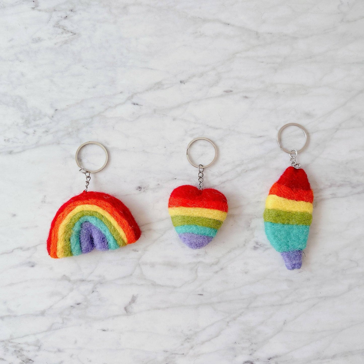 Felt Keychain - Rainbow Heart