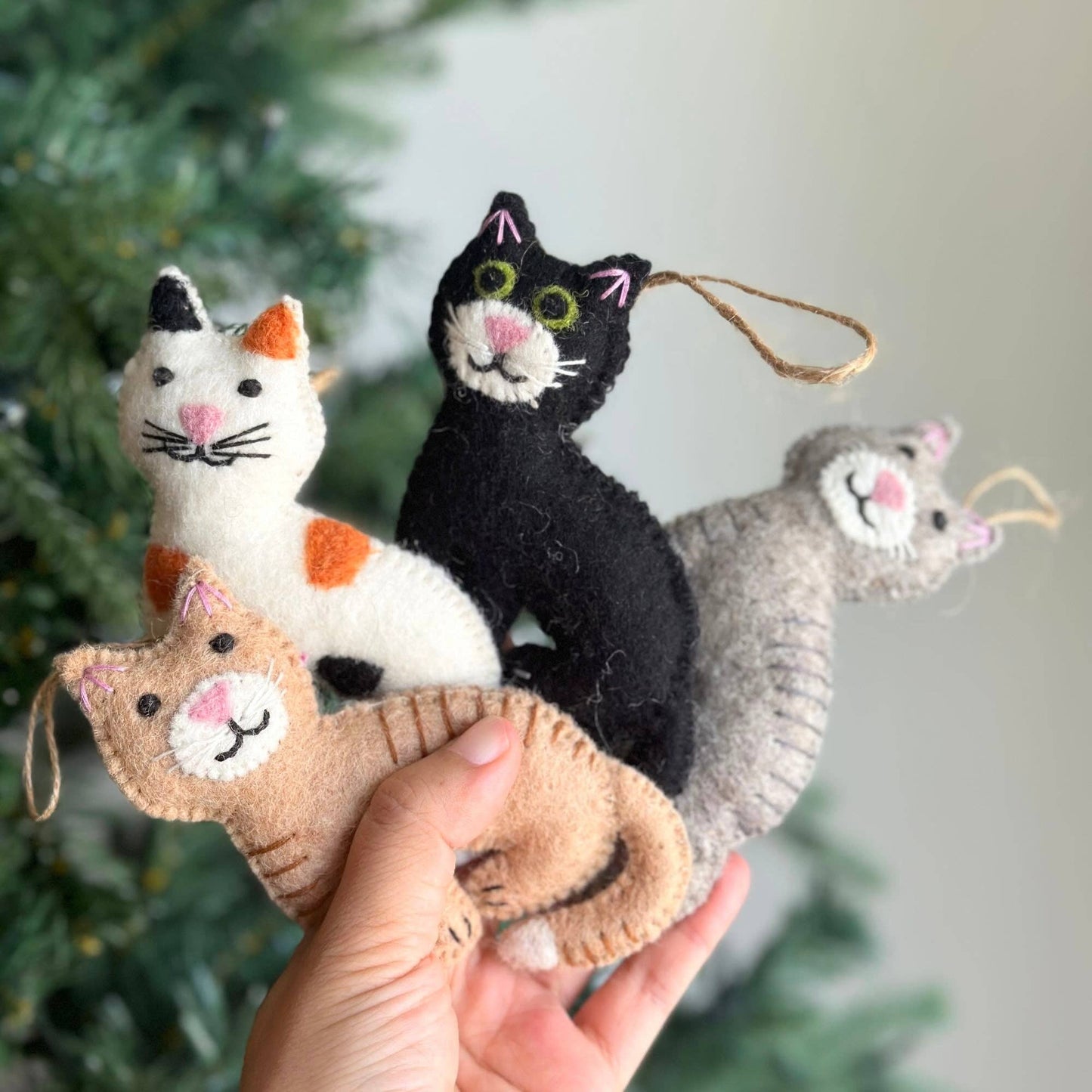 Christmas Cat Ornament Set - 6 PCs