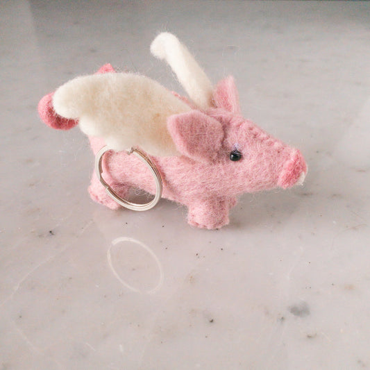 Felt Keychain - Flying Pig