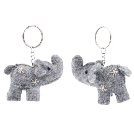 Felt Keychain - Elephant with Snowflake Embroidery