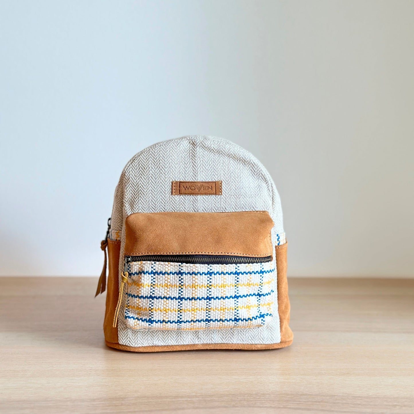 Woven Mini Backpack - Plaid