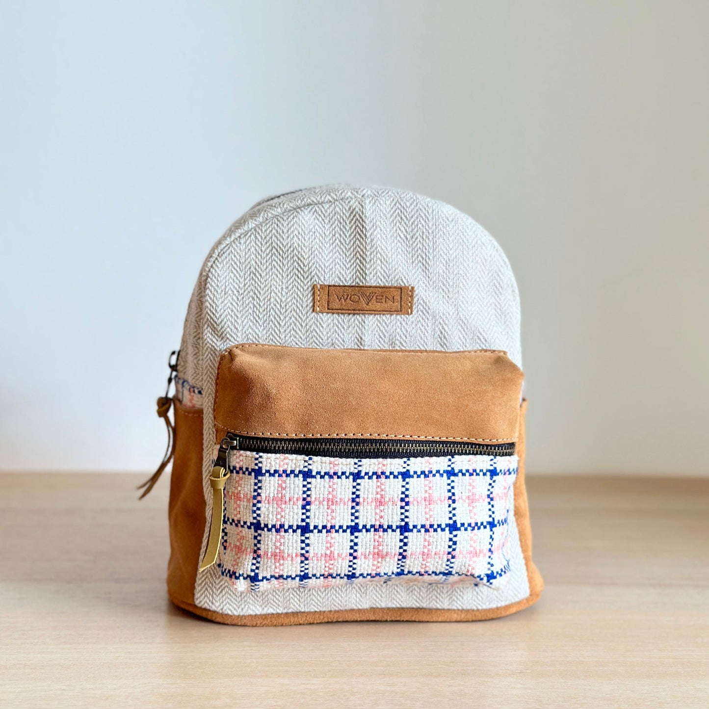 Woven Mini Backpack - Plaid